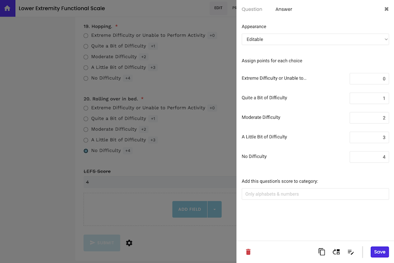 Assessment form builder