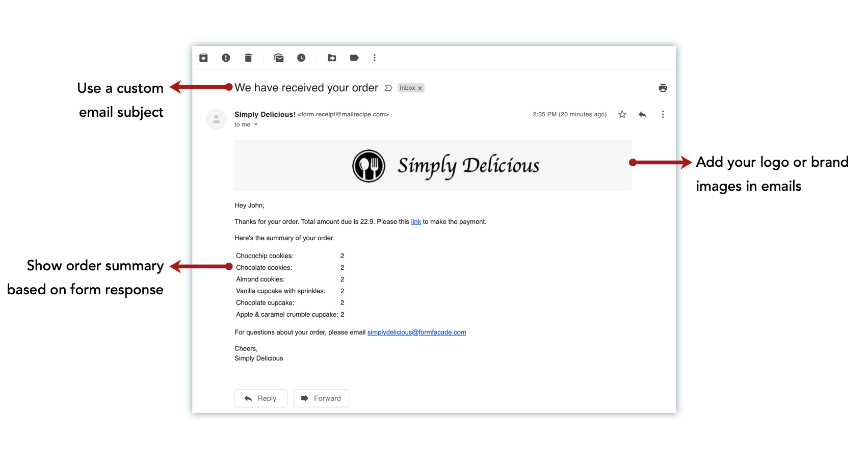 Mailrecipe google forms response collaboration